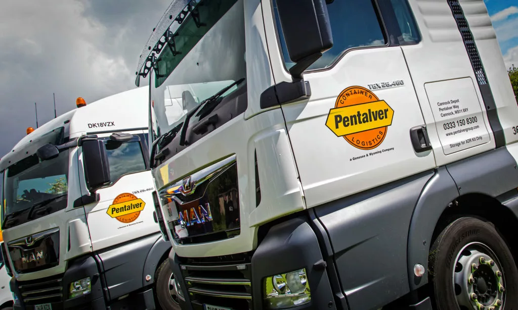 Pentalver HGV trucks lined up.