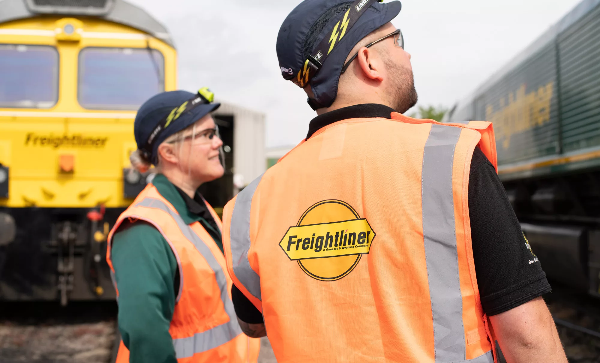 Freightliner employees working in Freightliner yard.